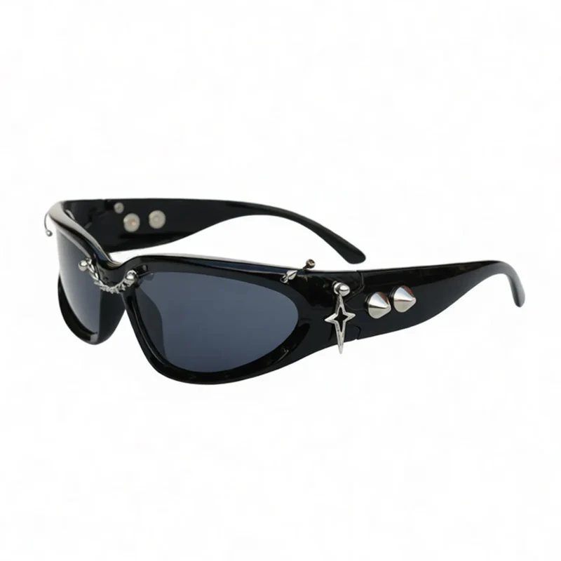 Unisex Cyberpunk Star Stachelbrille mit Ketten