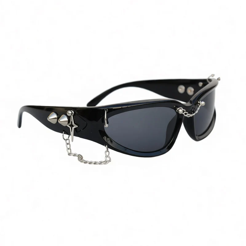Unisex Cyberpunk Star Stachelbrille mit Ketten