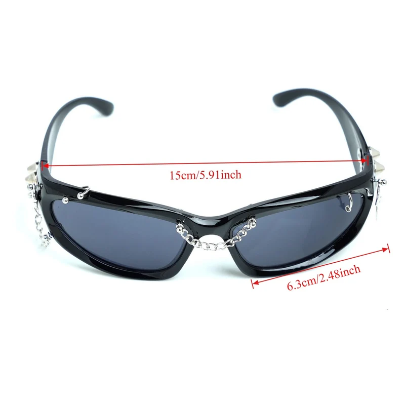 Unisex Cyberpunk Star Stachelbrille mit Ketten