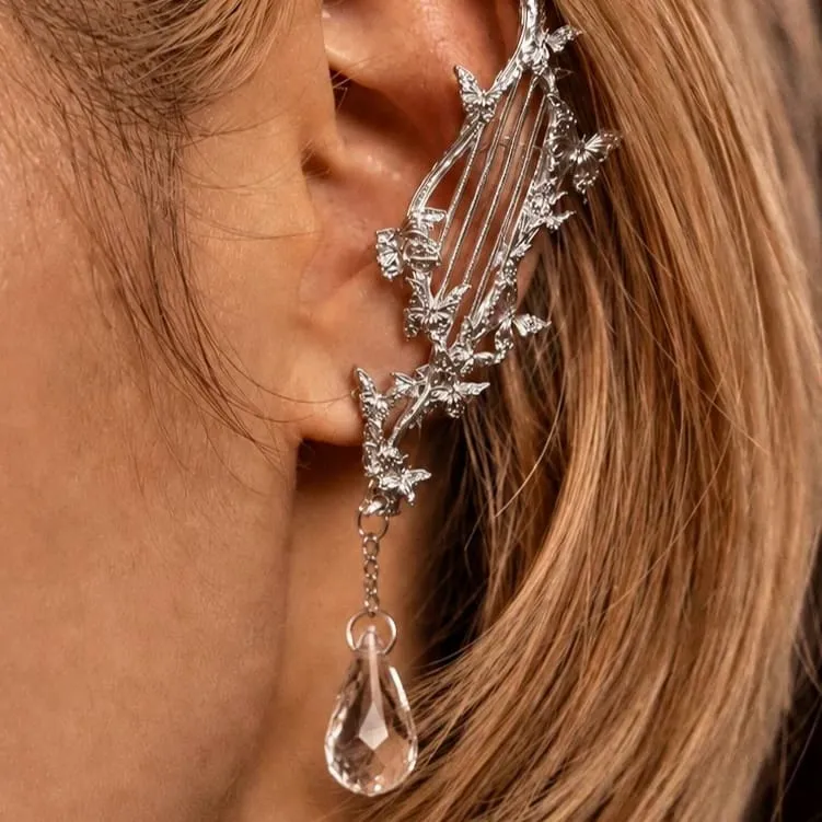 Gothic-Ohrklemmen in Form einer Schmetterlingsharfe für Damen