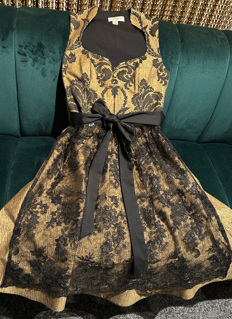 Dirndl Goldstich gold/schwarz 70cm