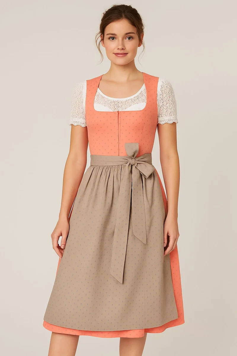 Baumwolldirndl Goldstich lachs/beige 70cm