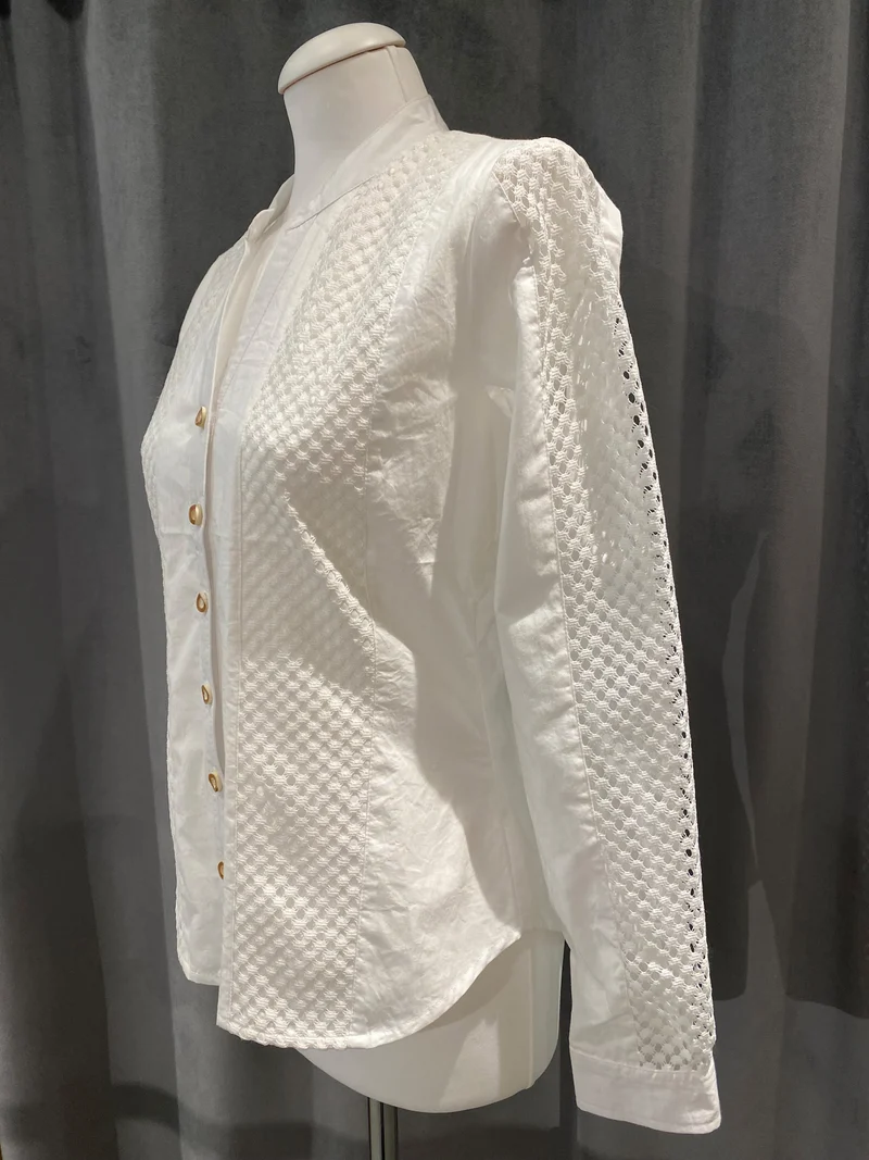 Trachten Bluse Almsach Damen weiß mit Spitze