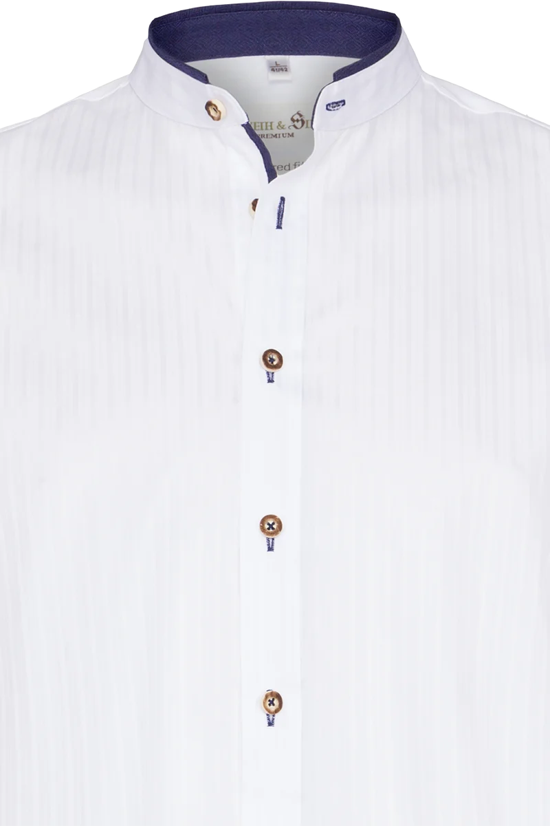 Herren Trachtenhemd Tailored Fit aus Baumwolle - weiss azur