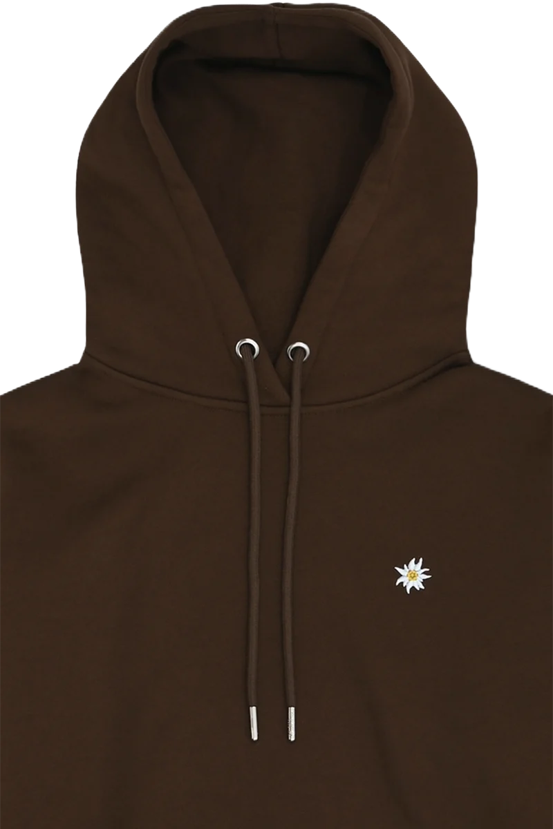 Herren Hoodie mit Edelweiß-Stickerei - dunkelbraun