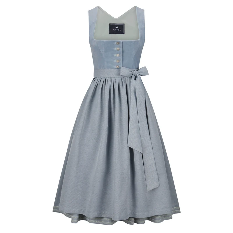 Samtdirndl Johanna Hellblau (lang)