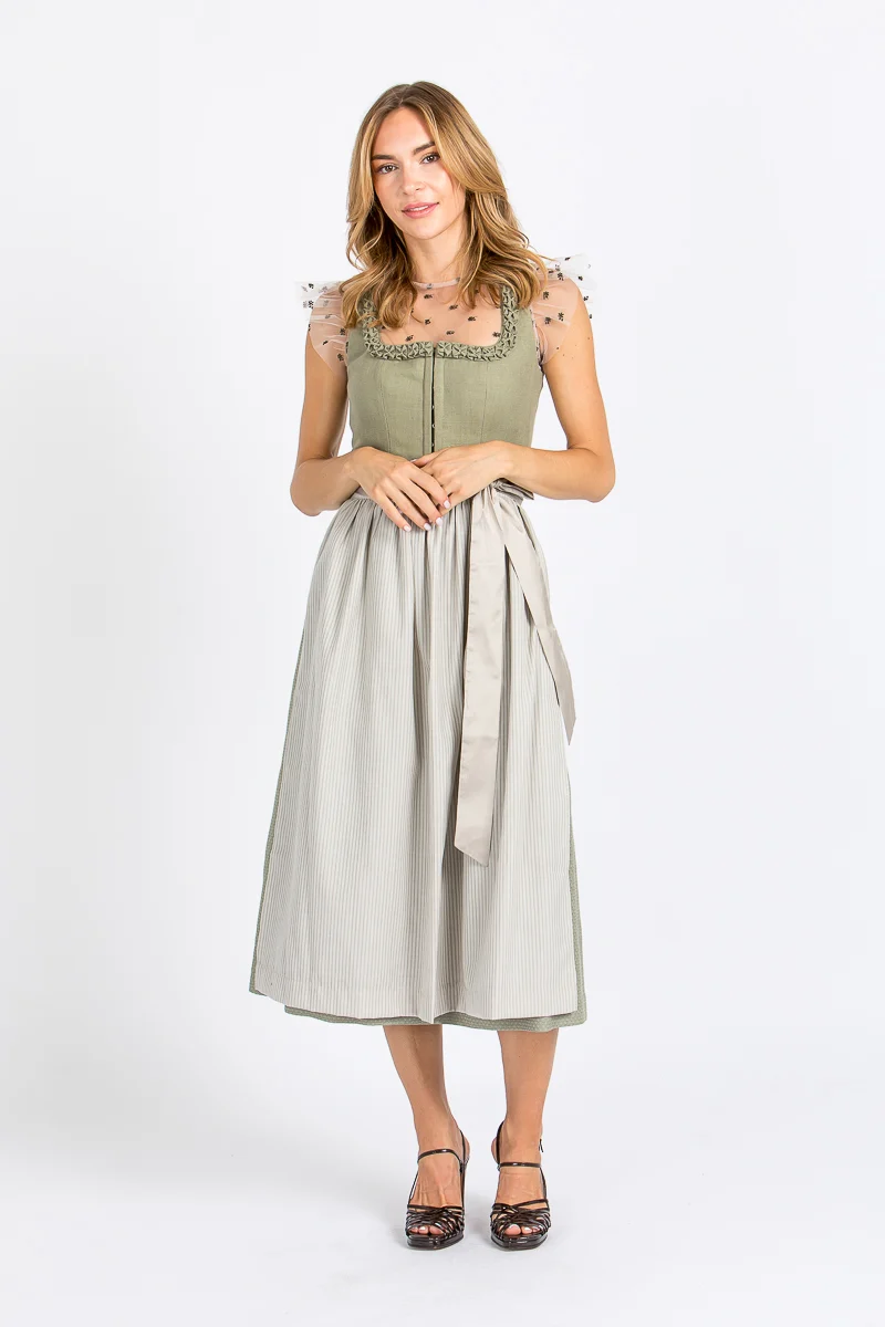 Almliebe Dirndl Eva mit Froschgoscherl grün