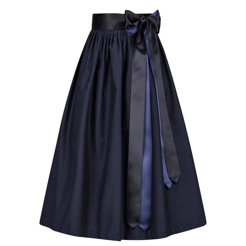 Seidenschürze -Navy Blau (lang)
