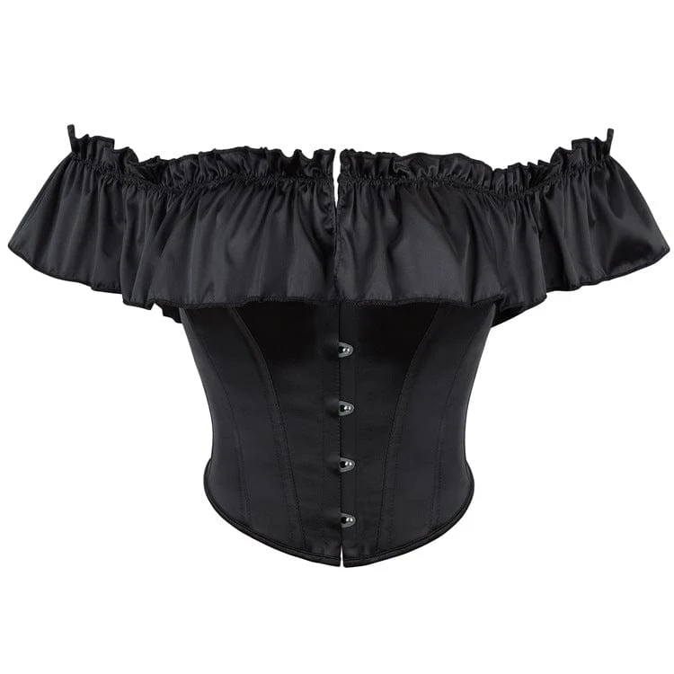 Gothic-Schulterfreies, gerüschtes, geschnürtes Überbrustkorsett für Damen