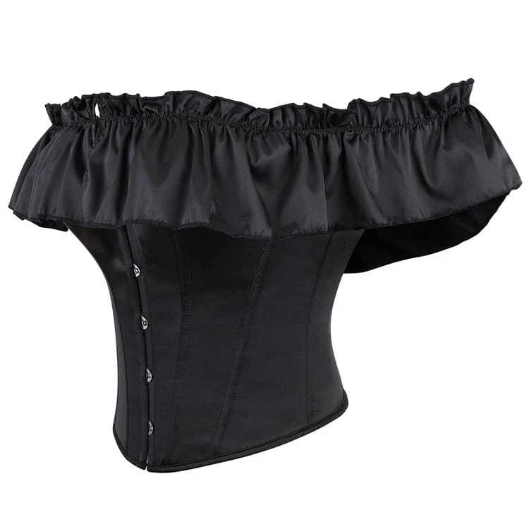Gothic-Schulterfreies, gerüschtes, geschnürtes Überbrustkorsett für Damen