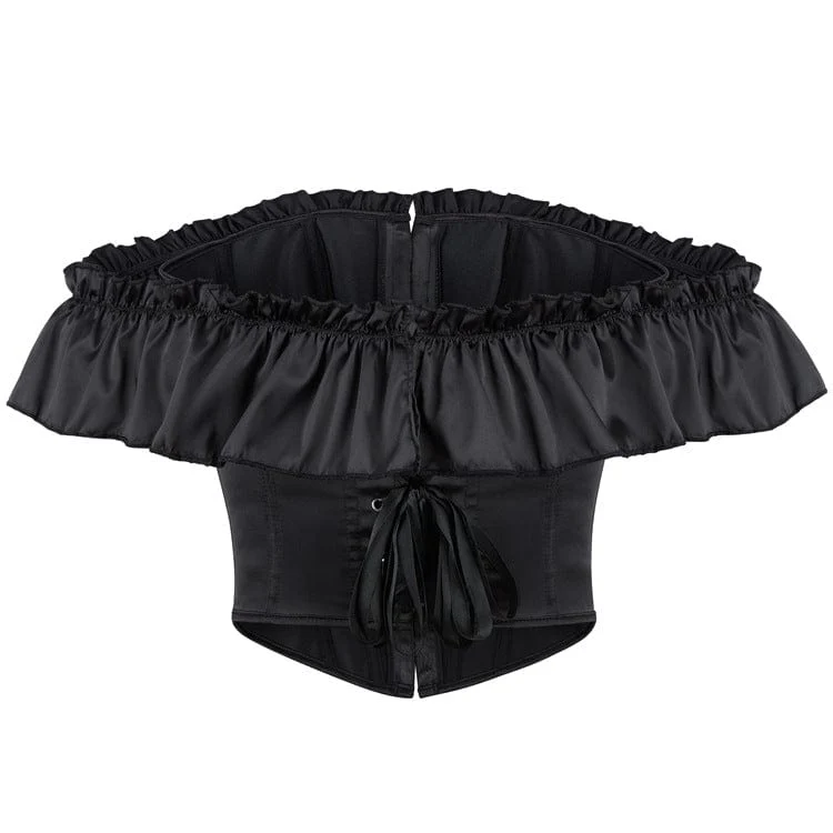 Gothic-Schulterfreies, gerüschtes, geschnürtes Überbrustkorsett für Damen