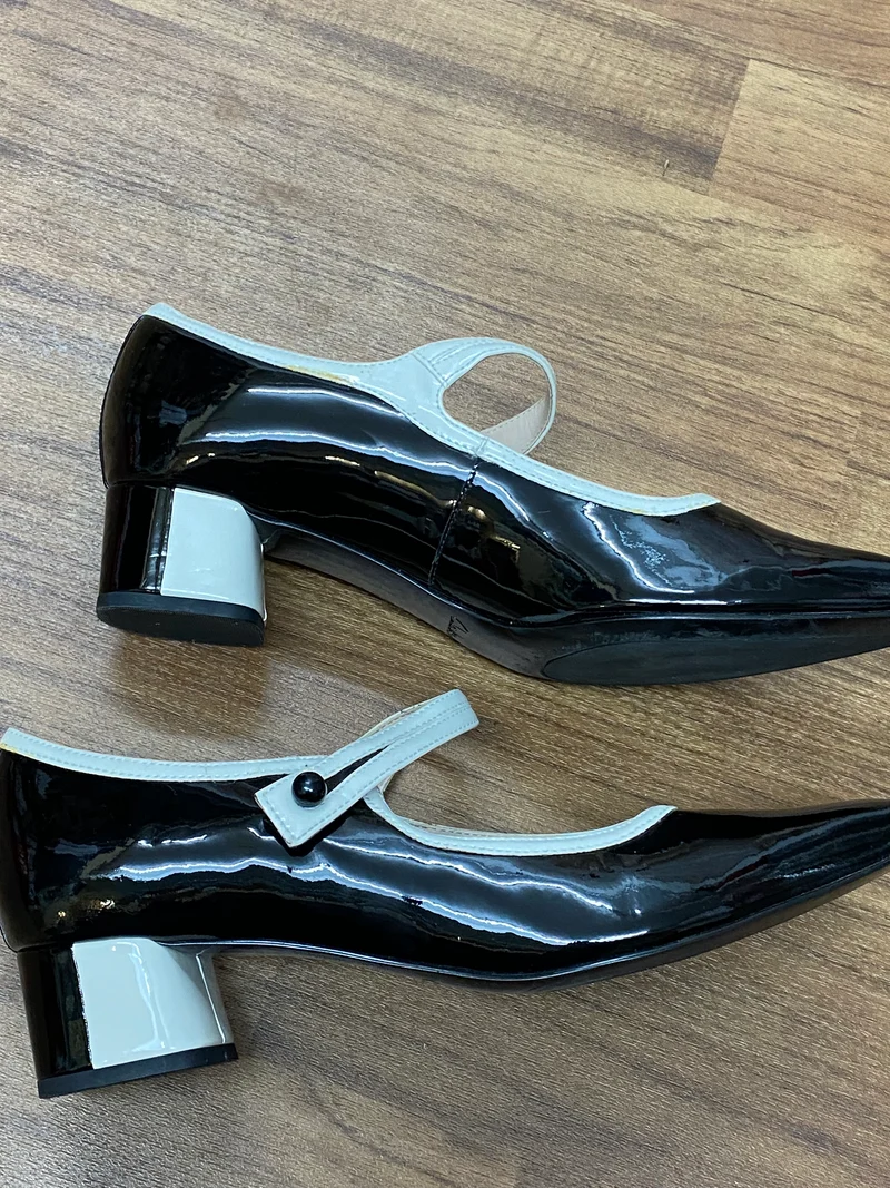 Vintage-Schuh von Clarks, Lackleder schwarz/weiß Gr.40