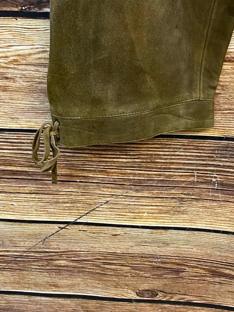Vintage Trachten Lederhose Herren Kniebund Olivbraun – Gr. 56 Donisl Echtleder