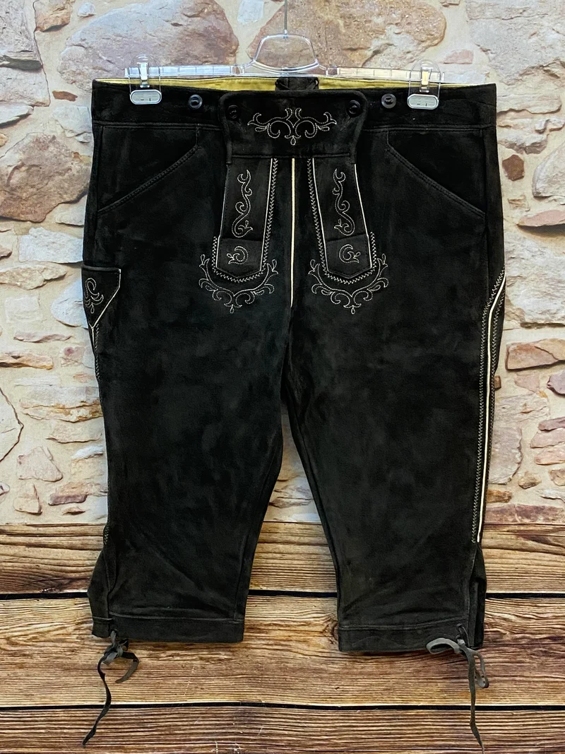 Vintage Trachten Lederhose Kniebund Dunkelbraun – Gr. 56–58 Karl Klüber