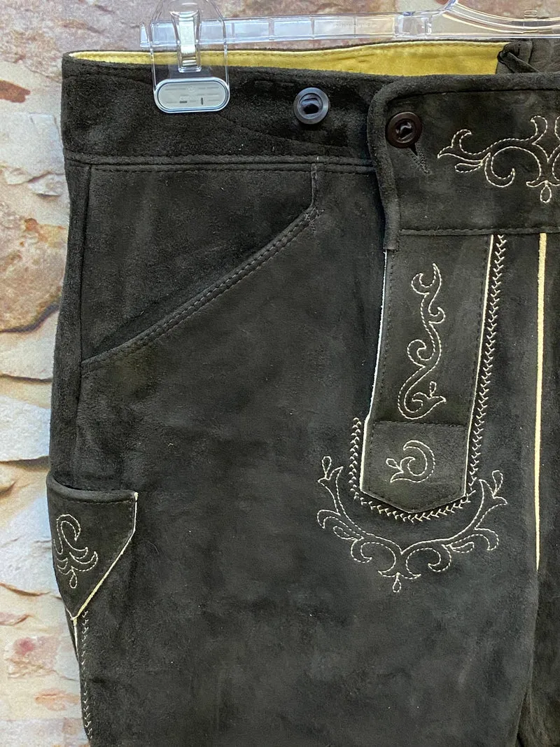 Vintage Trachten Lederhose Kniebund Dunkelbraun – Gr. 56–58 Karl Klüber