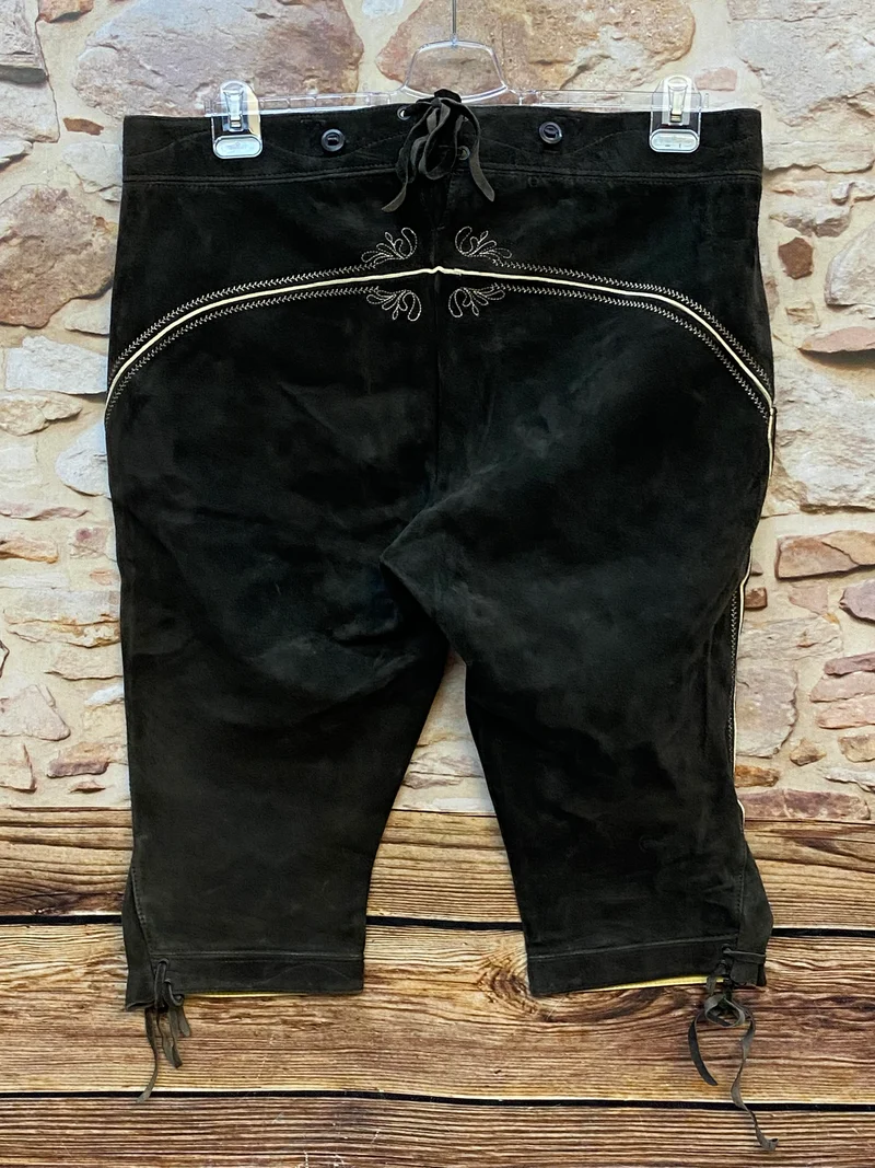 Vintage Trachten Lederhose Kniebund Dunkelbraun – Gr. 56–58 Karl Klüber