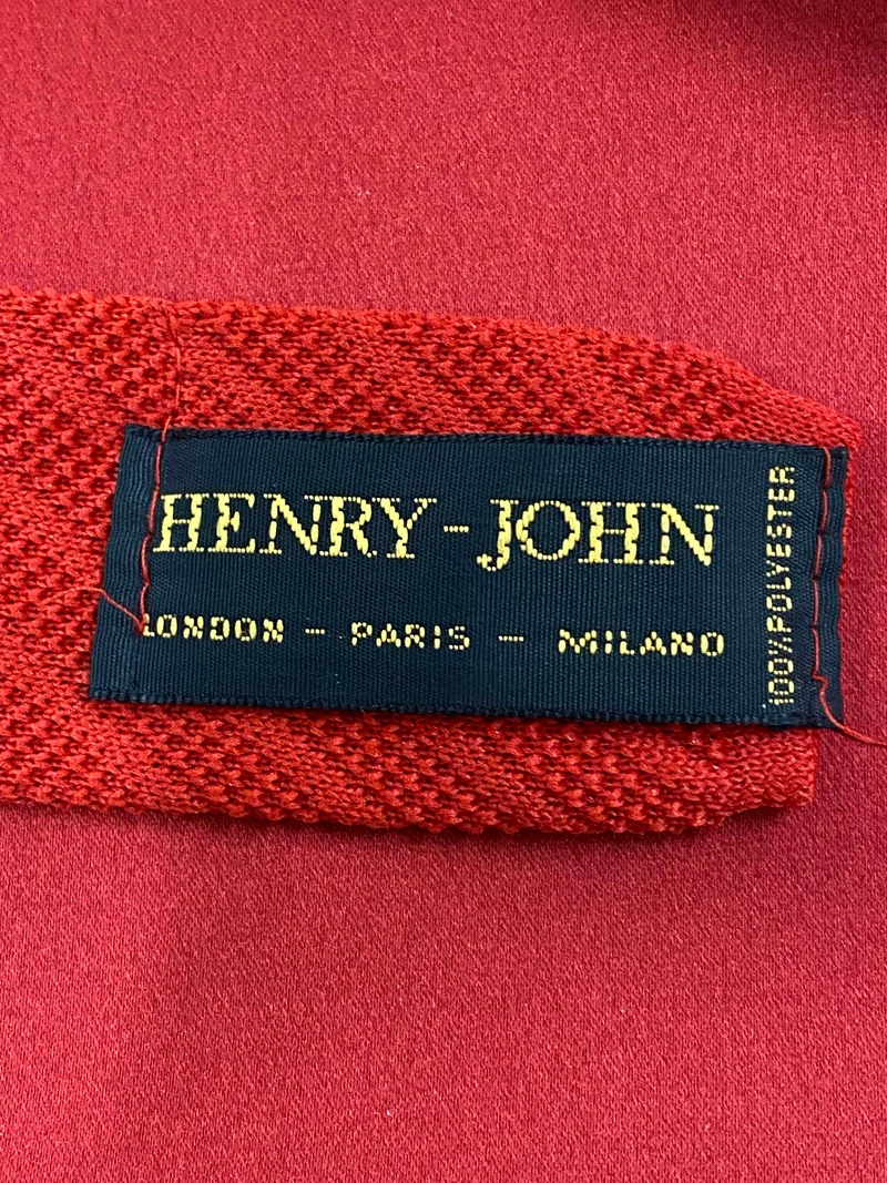 Vintage Strickkrawatte Rot – Henry John Klassisch Schmal Retro