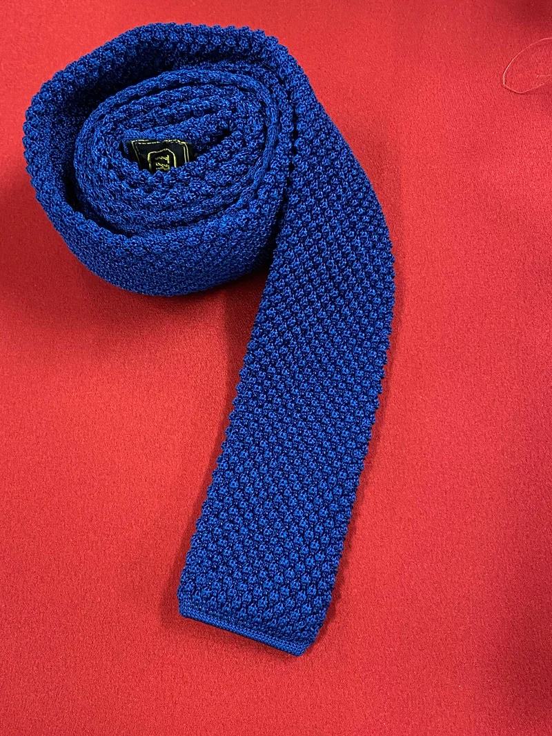 Vintage Strickkrawatte Blau – TREVIARA Herren Krawatte 70er Jahre