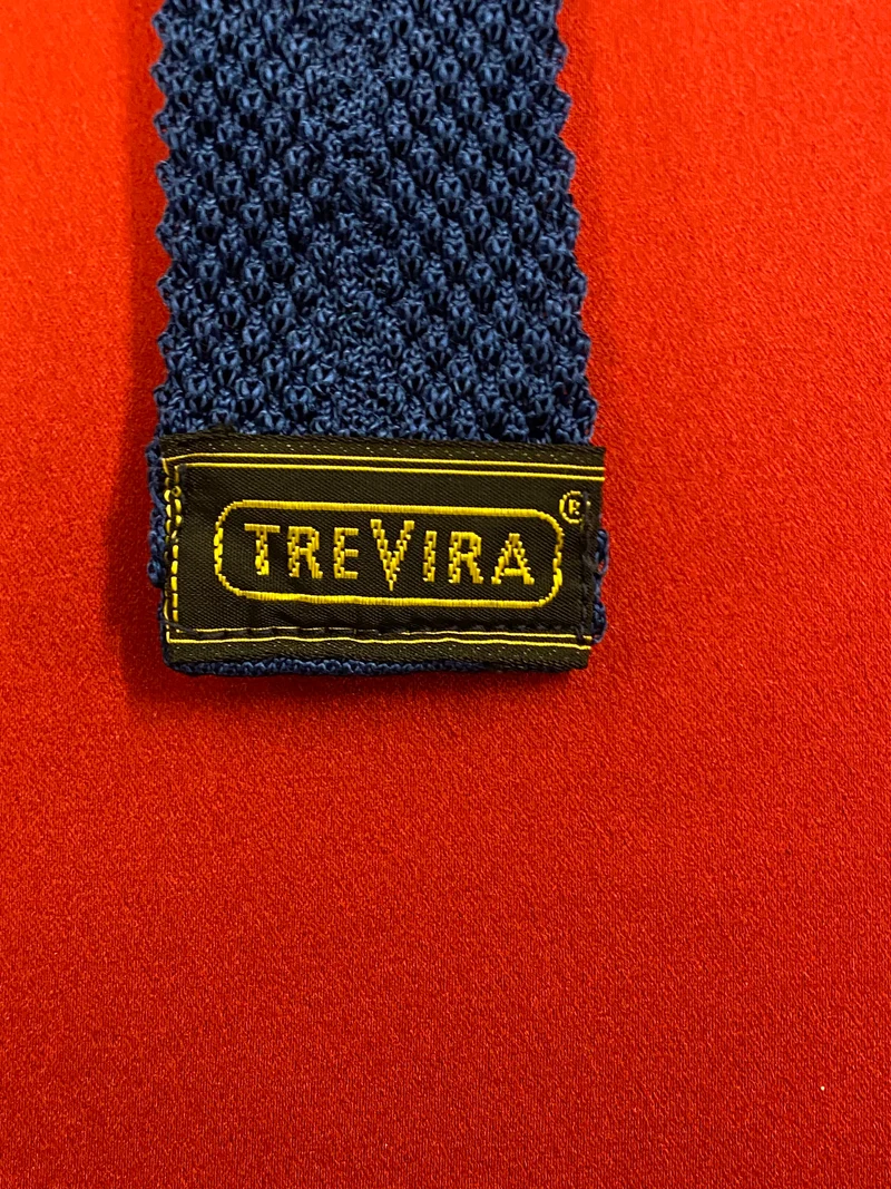 Vintage Strickkrawatte Blau – TREVIARA Herren Krawatte 70er Jahre