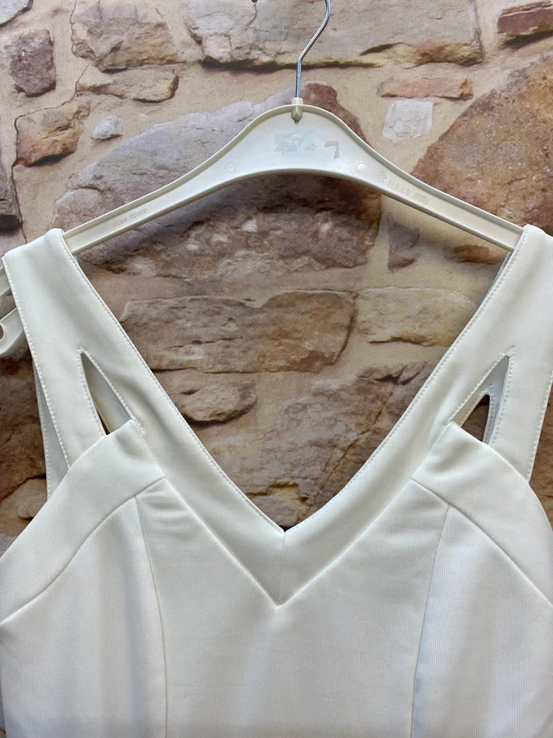 Elegantes Vintage Etuikleid Creme – 50er Jahre Stil Gr. 34