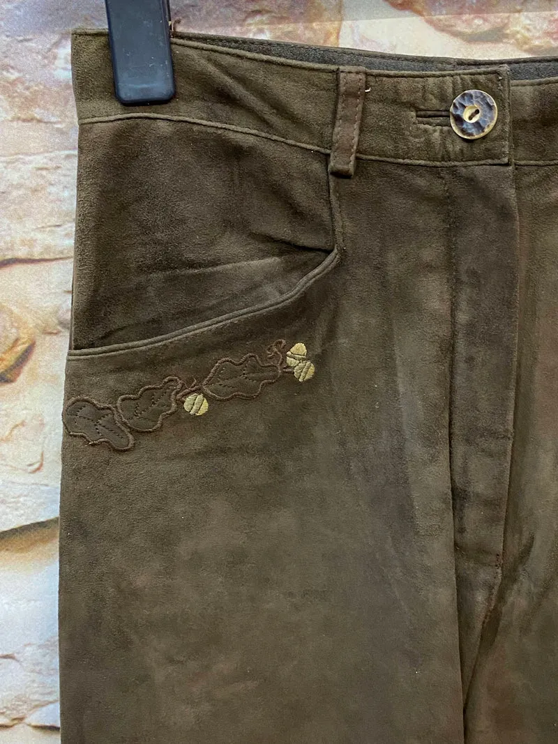 Vintage Trachtenlederhose Damen lang Gr. 36