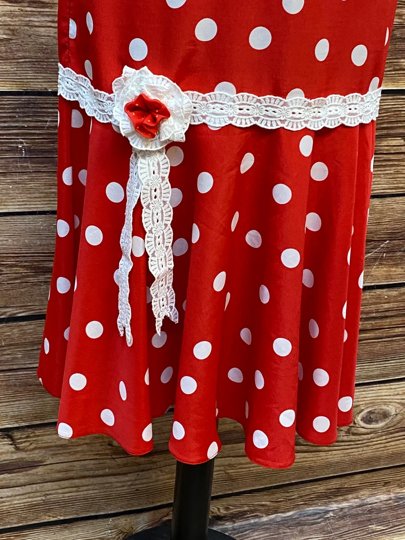 20er Jahre Tageskleid Rot-Weiß Gr. ca. 44 – Tea Dress