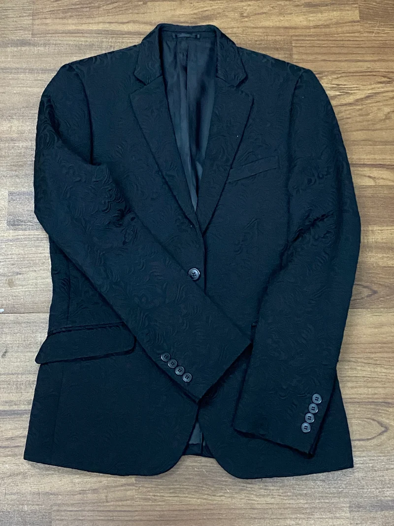 Schwarzes Brokat-Sakko Jacke Herren Gr.48