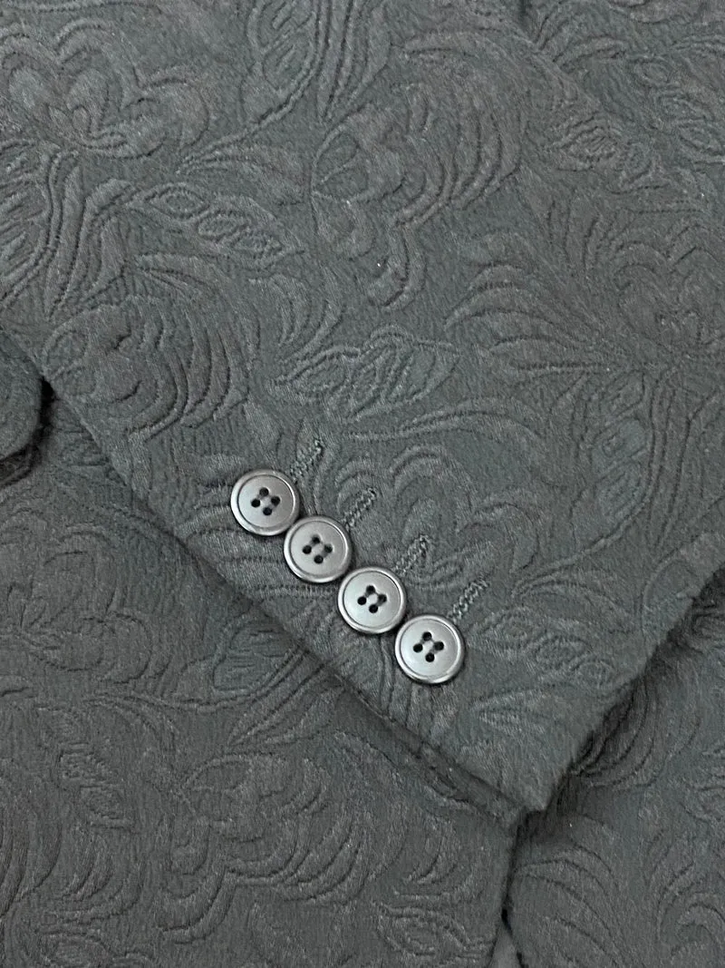 Schwarzes Brokat-Sakko Jacke Herren Gr.48