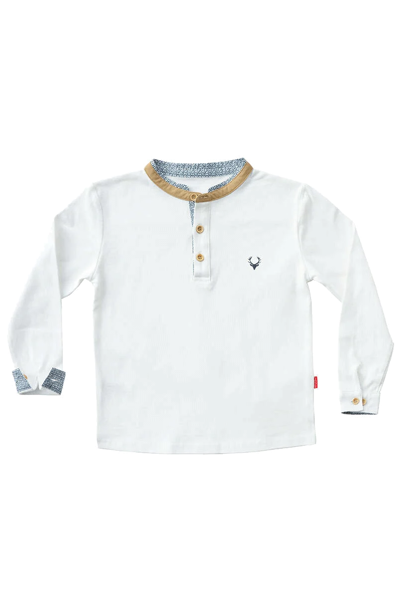 Kinder Trachten Longsleeve Stehkragen im Hemdenstil