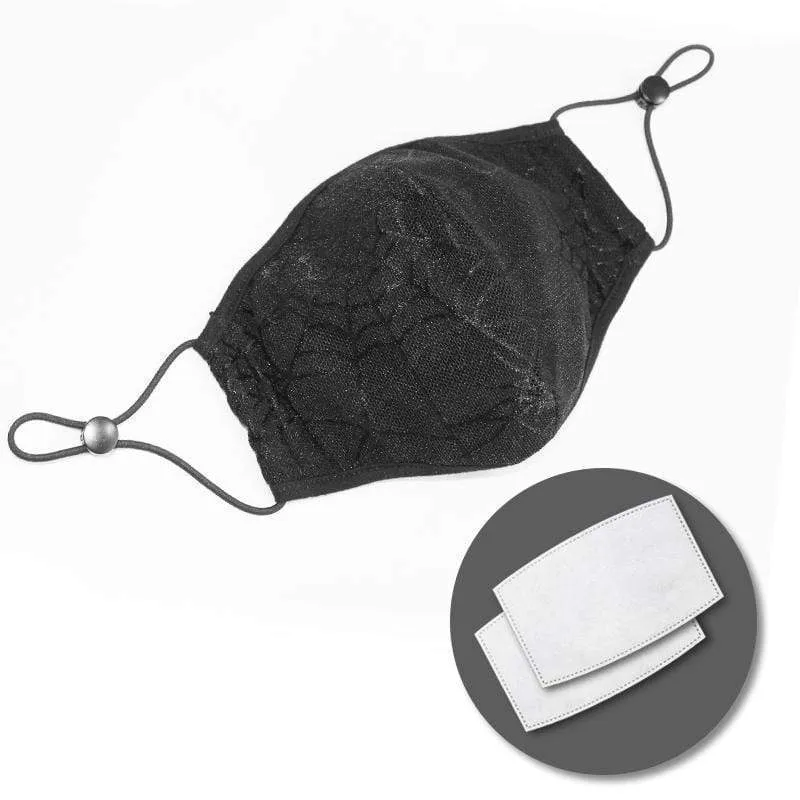 Unisex Gothic Spider Web Masken mit Einwegfiltereinsatz XNUMXer-Set