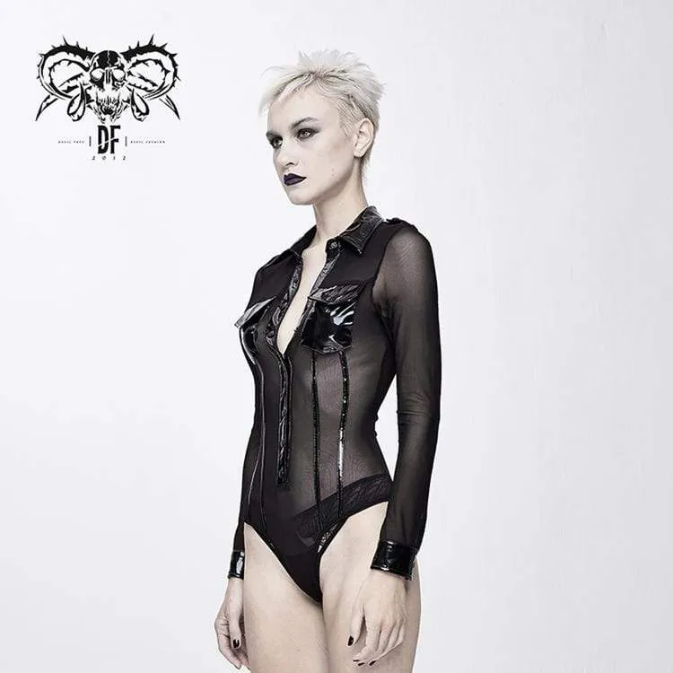 Frauen Goth Sheer Mesh Romper