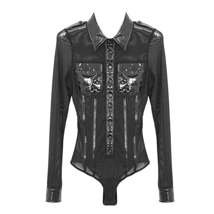 Frauen Goth Sheer Mesh Romper