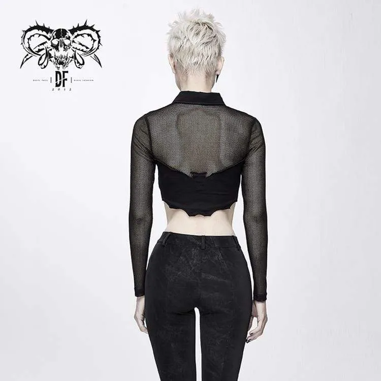 Frauen Goth Straps Mesh Short Tops