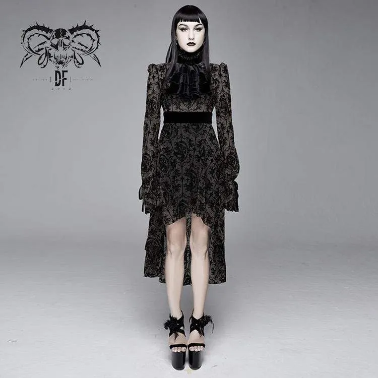 Frauen Goth Floral Lace Langarm Kleider