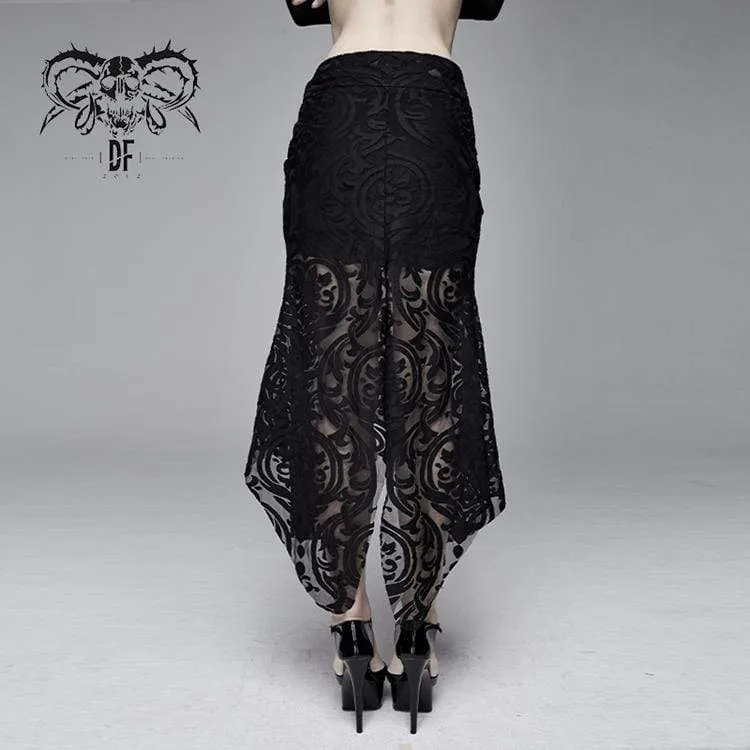 Frauen Goth Floral Translucent Fishtail Rock