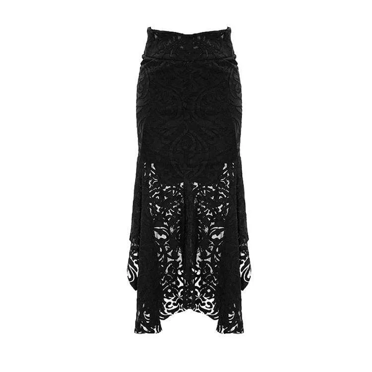 Frauen Goth Floral Translucent Fishtail Rock