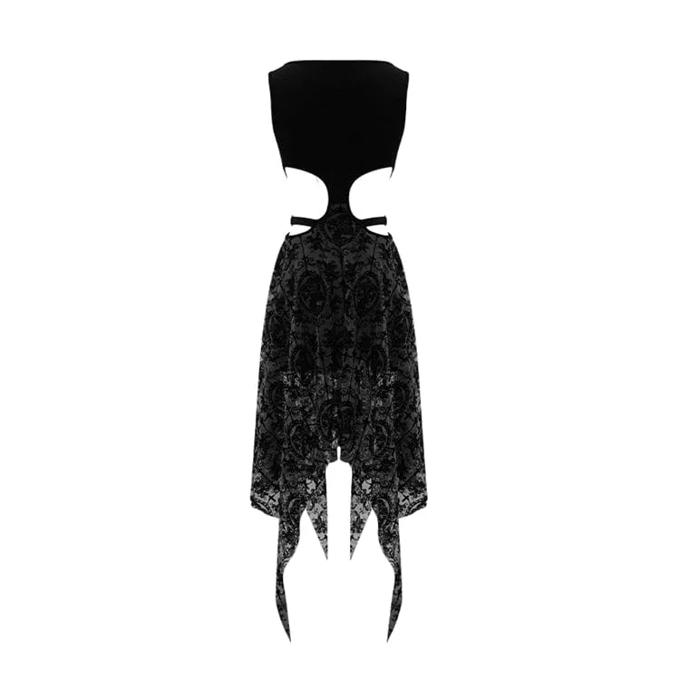 Frauen Goth aushöhlen unregelmäßigen Blumenkleid