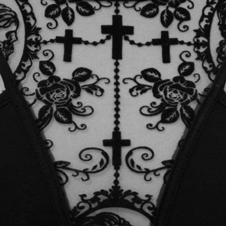 Frauen Goth aushöhlen unregelmäßigen Blumenkleid