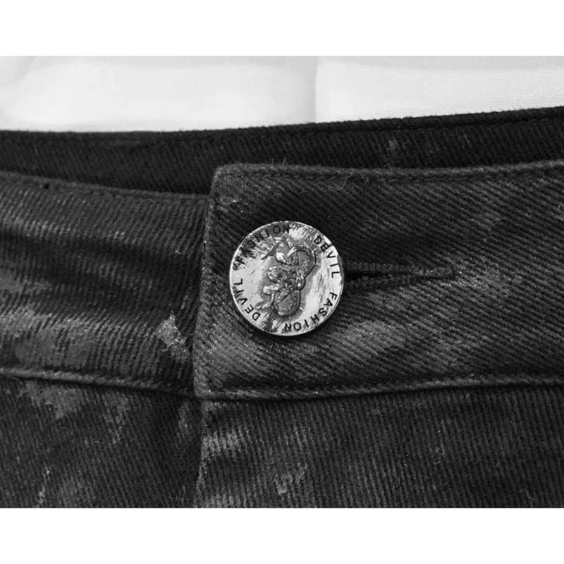 Herren Punk Nieten Straight-Leg Hose
