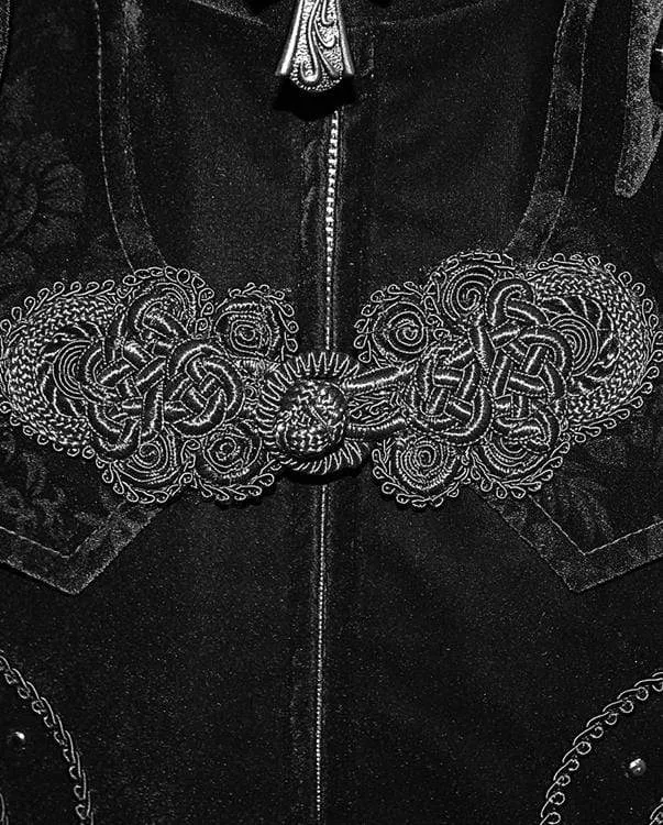 Herren Goth Stehkragen Front Zip Long Jacket