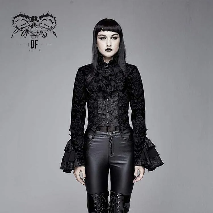 Frauen Goth Rüschen Velet Schwalbenschwanzmantel