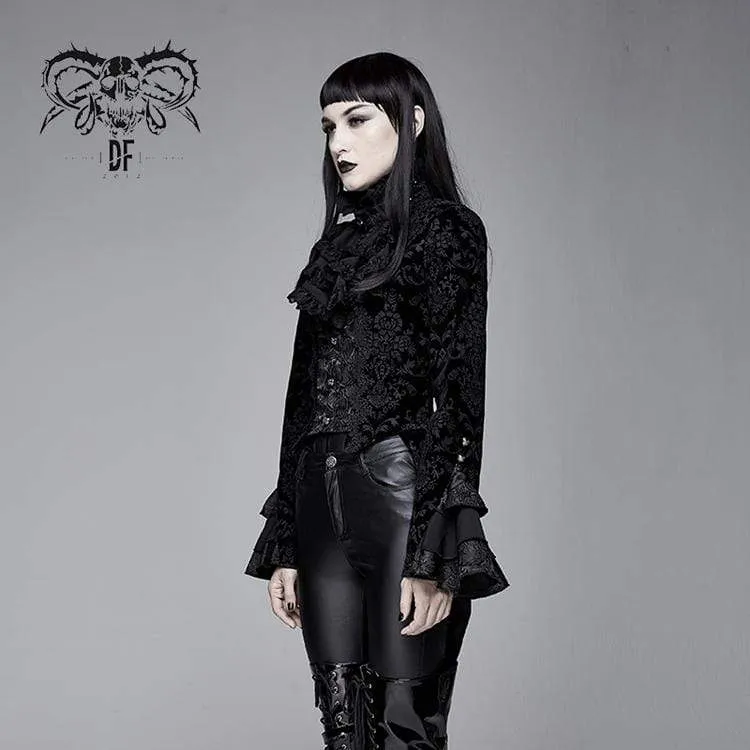Frauen Goth Rüschen Velet Schwalbenschwanzmantel