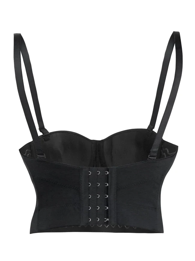 Damen Volltonfarbe Strass Perlen Push Up BH besetzt Gem Clubwear Party Bustier Crop Top