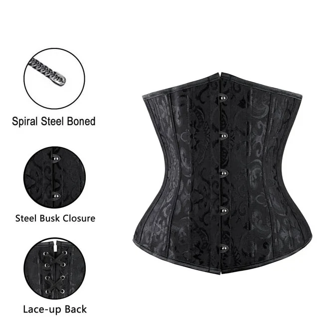 Damen Double Heavy Spiral Steel ohne Knochen Unterbrust Taille Cincher Korsett