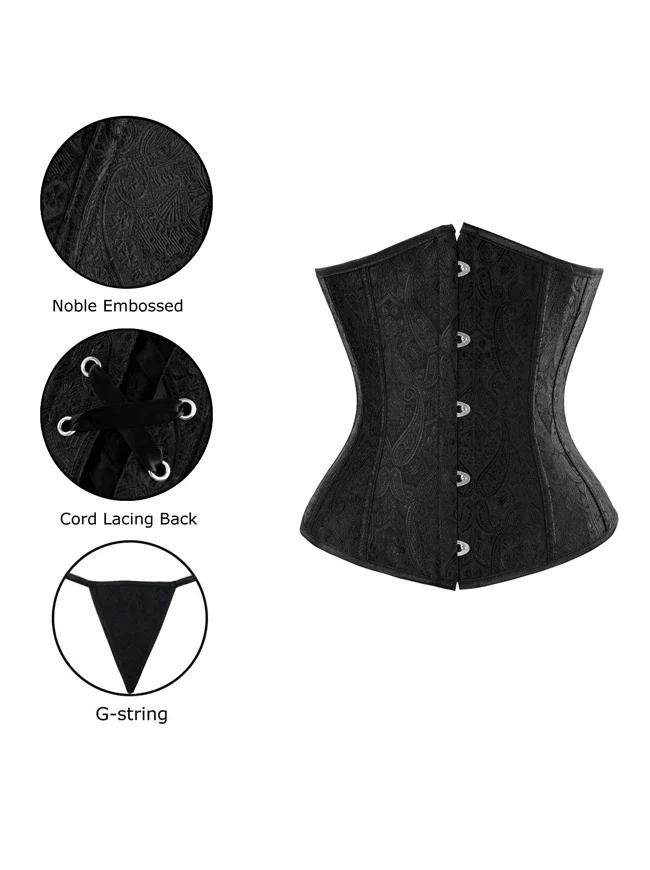 Damen Steampunk Retro Brocade ohne Knochen Unterbrust Taille Training Korsett