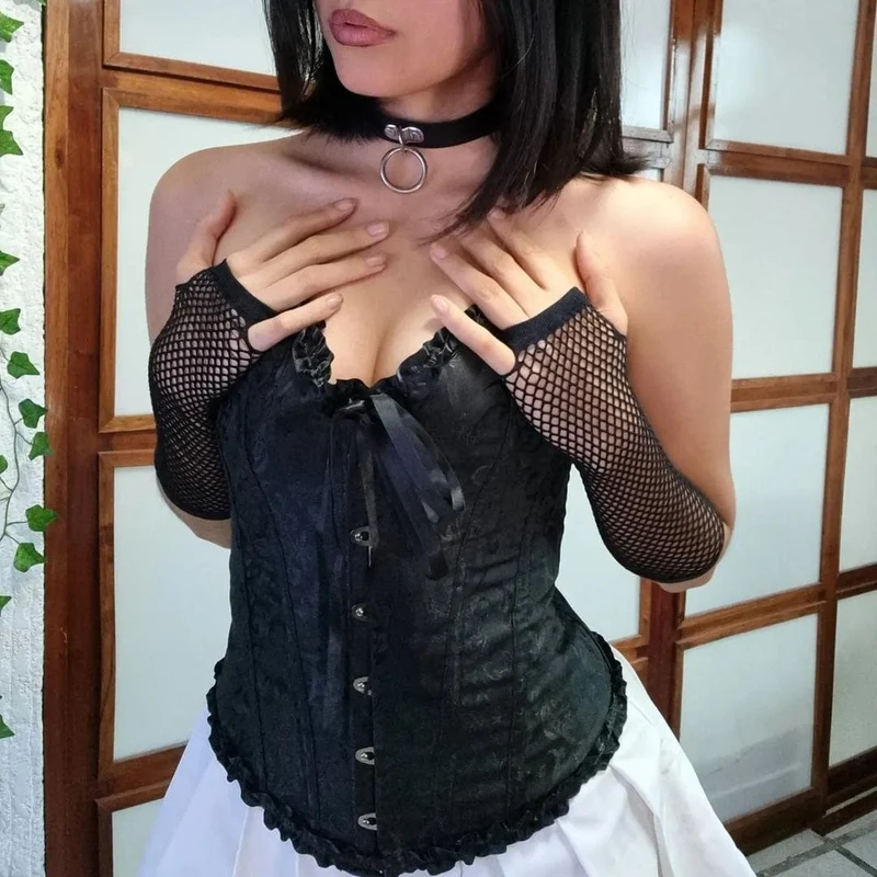 Frauen Burlesque Brokat Hochzeit Braut Tanz Bustier Korsett