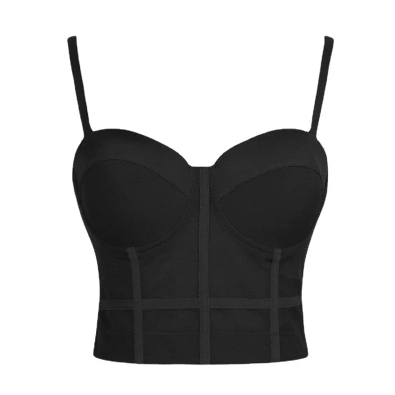 Damen Spaghettiträger Mesh Push Up Bustier Crop