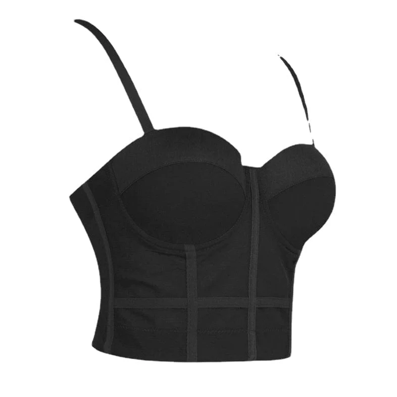 Damen Spaghettiträger Mesh Push Up Bustier Crop
