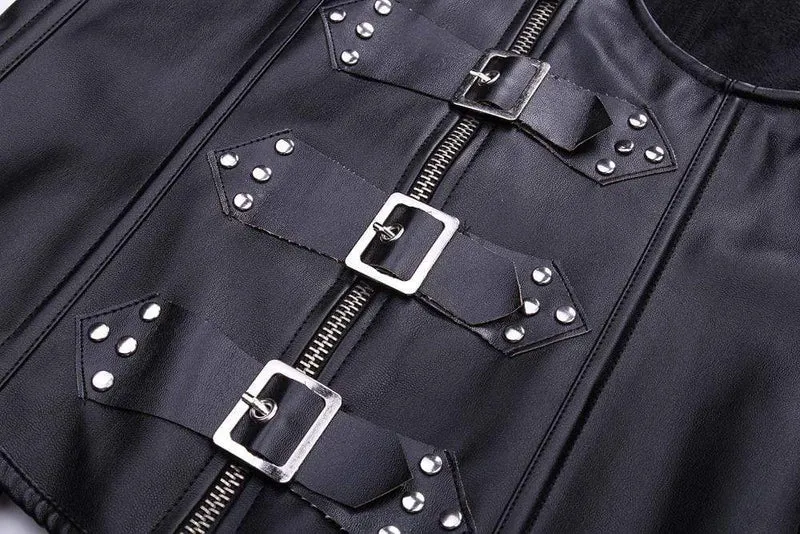 Damenhalfter Schnalle Kunstleder Korsett mit G-String