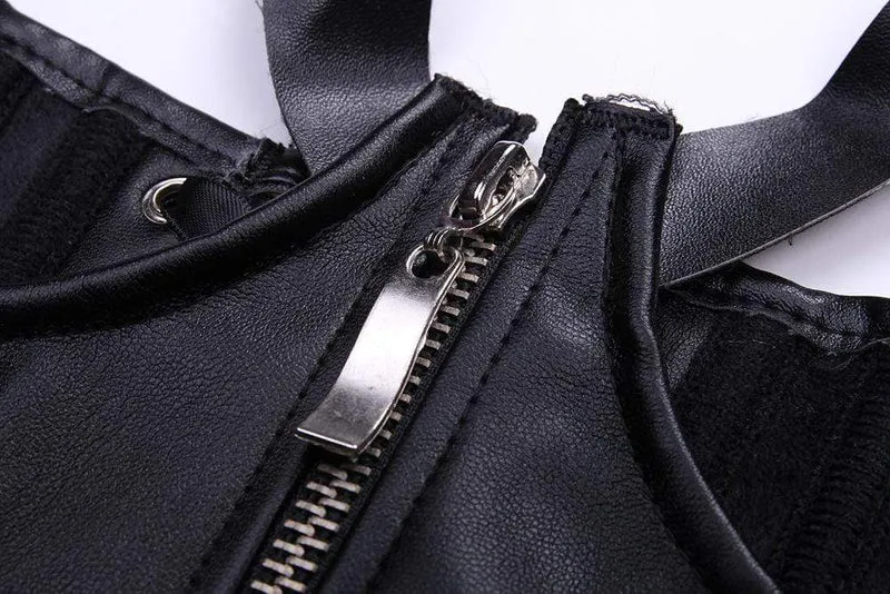 Damenhalfter Schnalle Kunstleder Korsett mit G-String